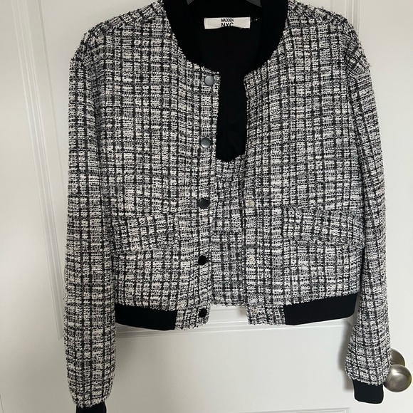 Madden Nyc Jackets & Blazers - Madden. Black and White Tweed Bomber Jacket. With a matching cropped top.